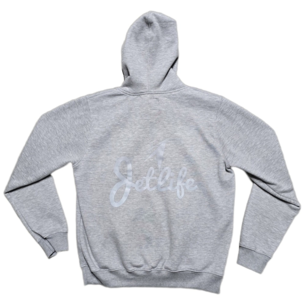 Jet Life OG‎ Hoodie Mens M Curren$y Apparel Reflective Hip-Hop Gray Sweatshirt